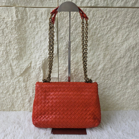 Bottega Veneta Intrecciato Flap Chain Shoulder Bag (Pre-Owned)