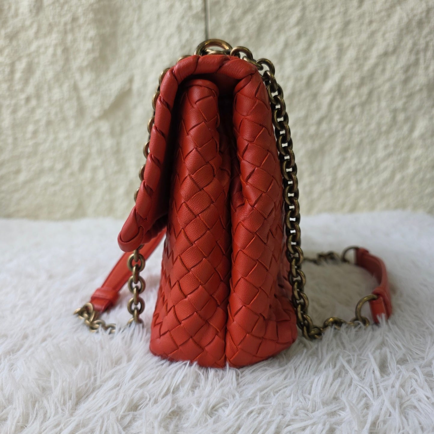 Bottega Veneta Intrecciato Flap Chain Shoulder Bag (Pre-Owned)