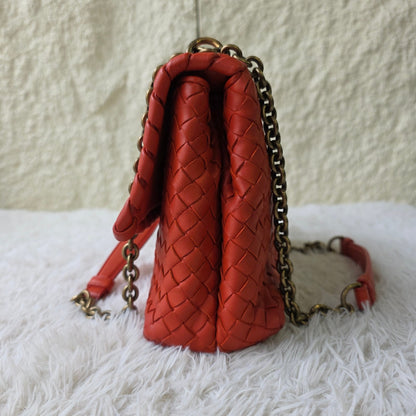 Bottega Veneta Intrecciato Flap Chain Shoulder Bag (Pre-Owned)