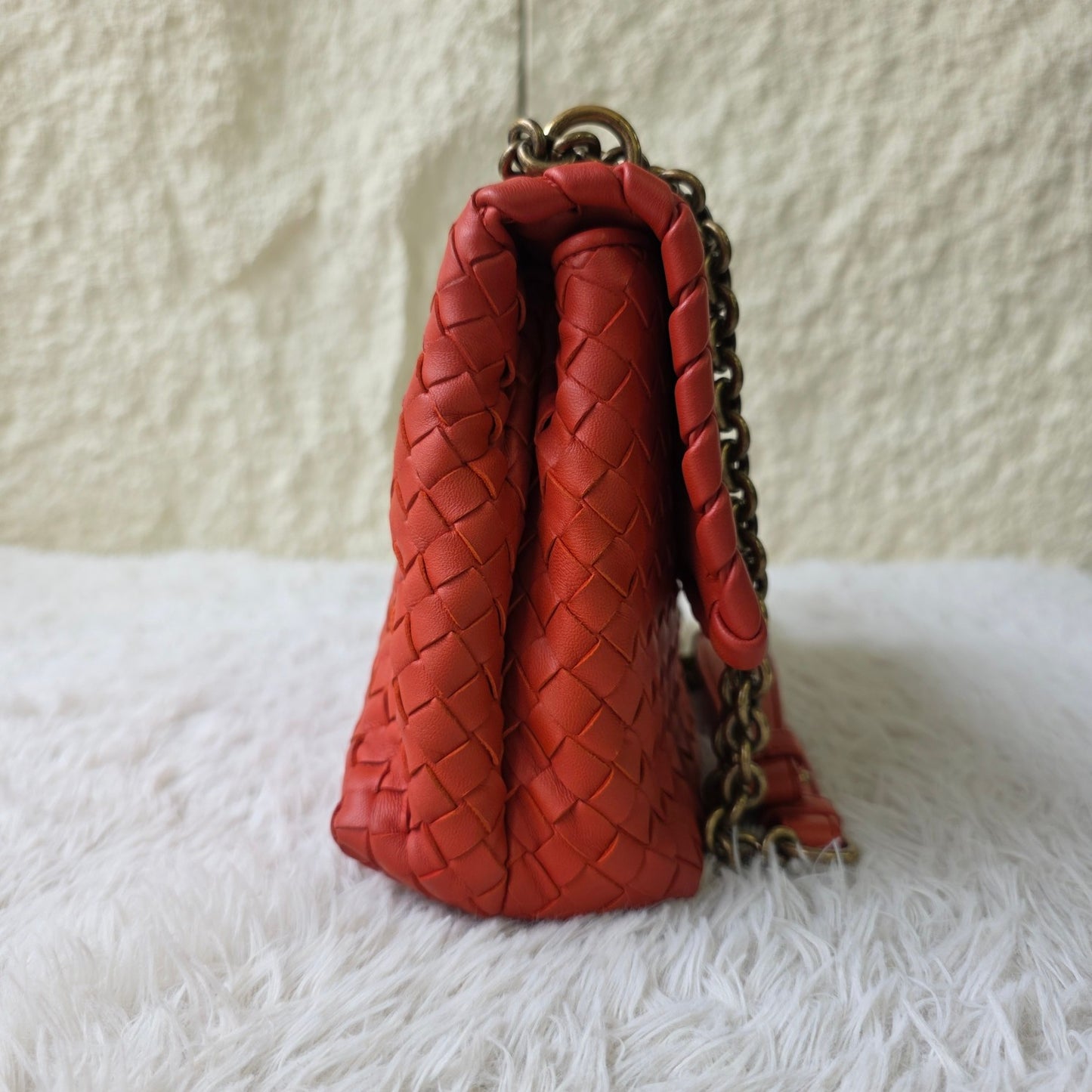 Bottega Veneta Intrecciato Flap Chain Shoulder Bag (Pre-Owned)