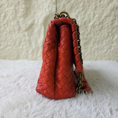Bottega Veneta Intrecciato Flap Chain Shoulder Bag (Pre-Owned)
