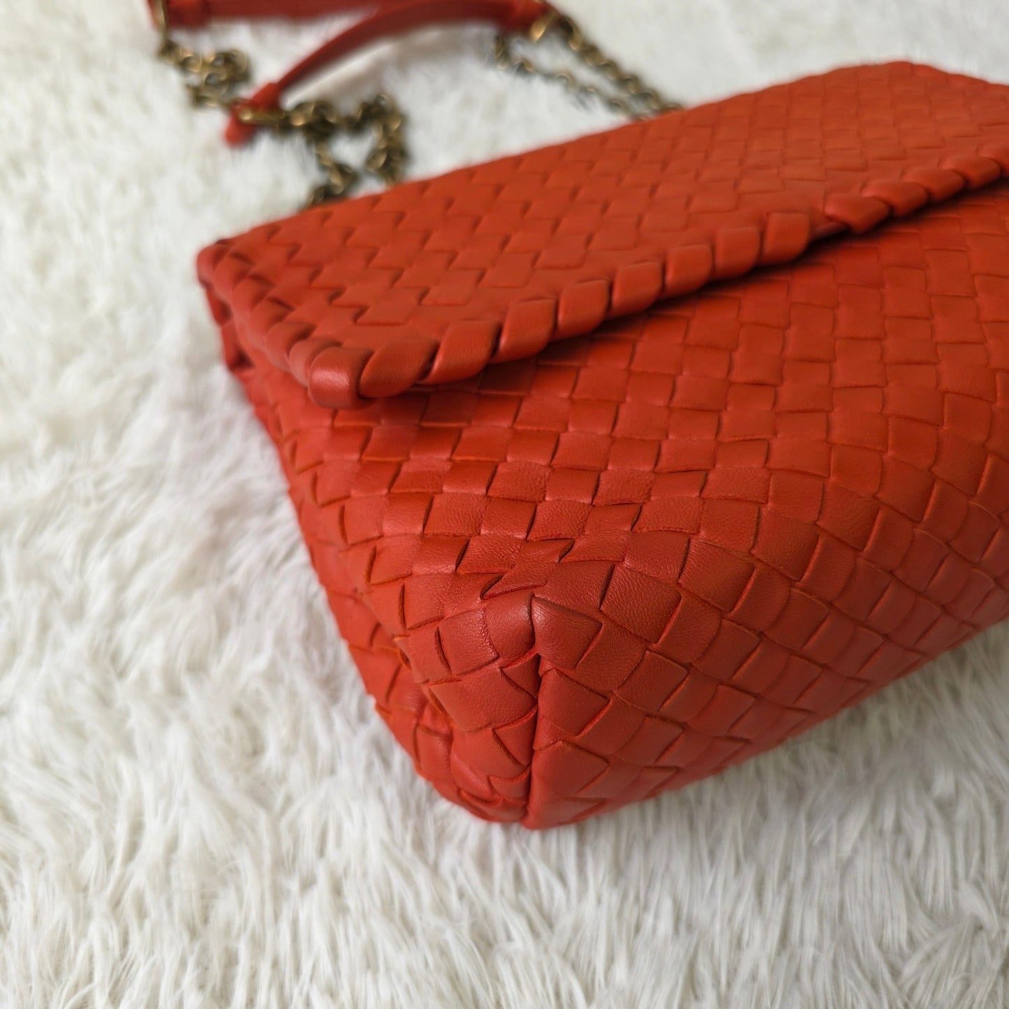 Bottega Veneta Intrecciato Flap Chain Shoulder Bag (Pre-Owned)