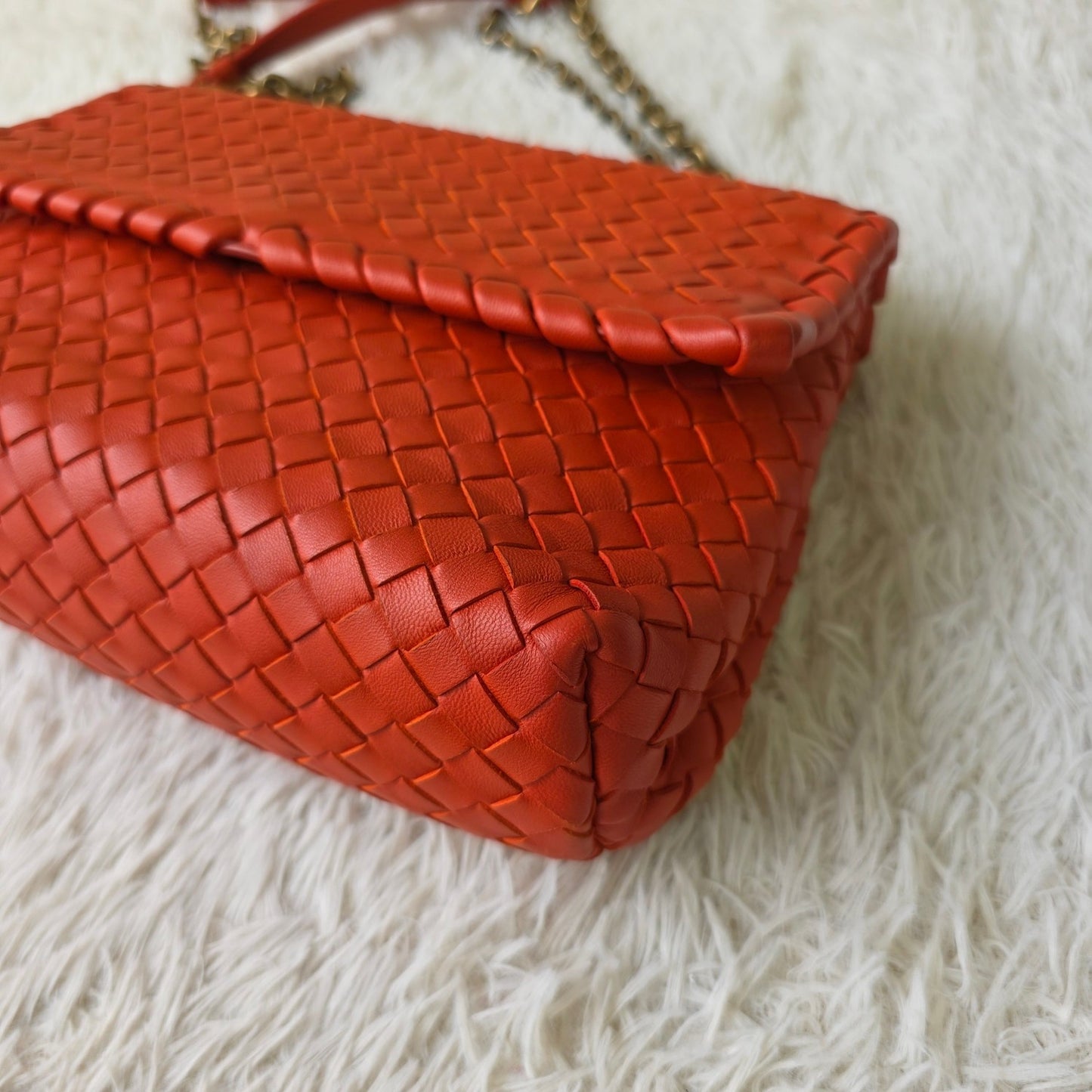 Bottega Veneta Intrecciato Flap Chain Shoulder Bag (Pre-Owned)