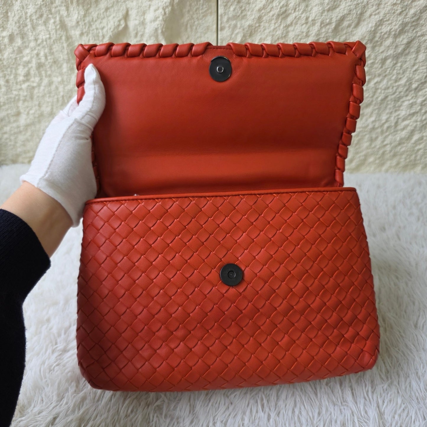 Bottega Veneta Intrecciato Flap Chain Shoulder Bag (Pre-Owned)