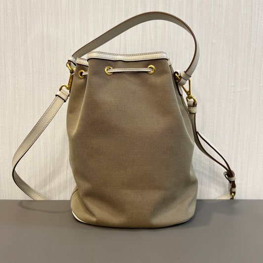 Prada Canvas Drawstring Bucket Bag with Front Logo Pocket (Pre-Owned)