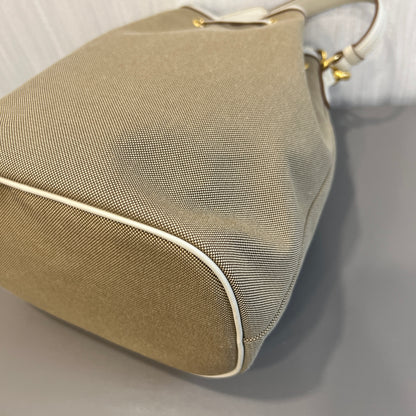 Prada Canvas Drawstring Bucket Bag with Front Logo Pocket (Pre-Owned)