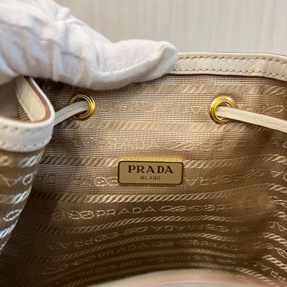 Prada Canvas Drawstring Bucket Bag with Front Logo Pocket (Pre-Owned)