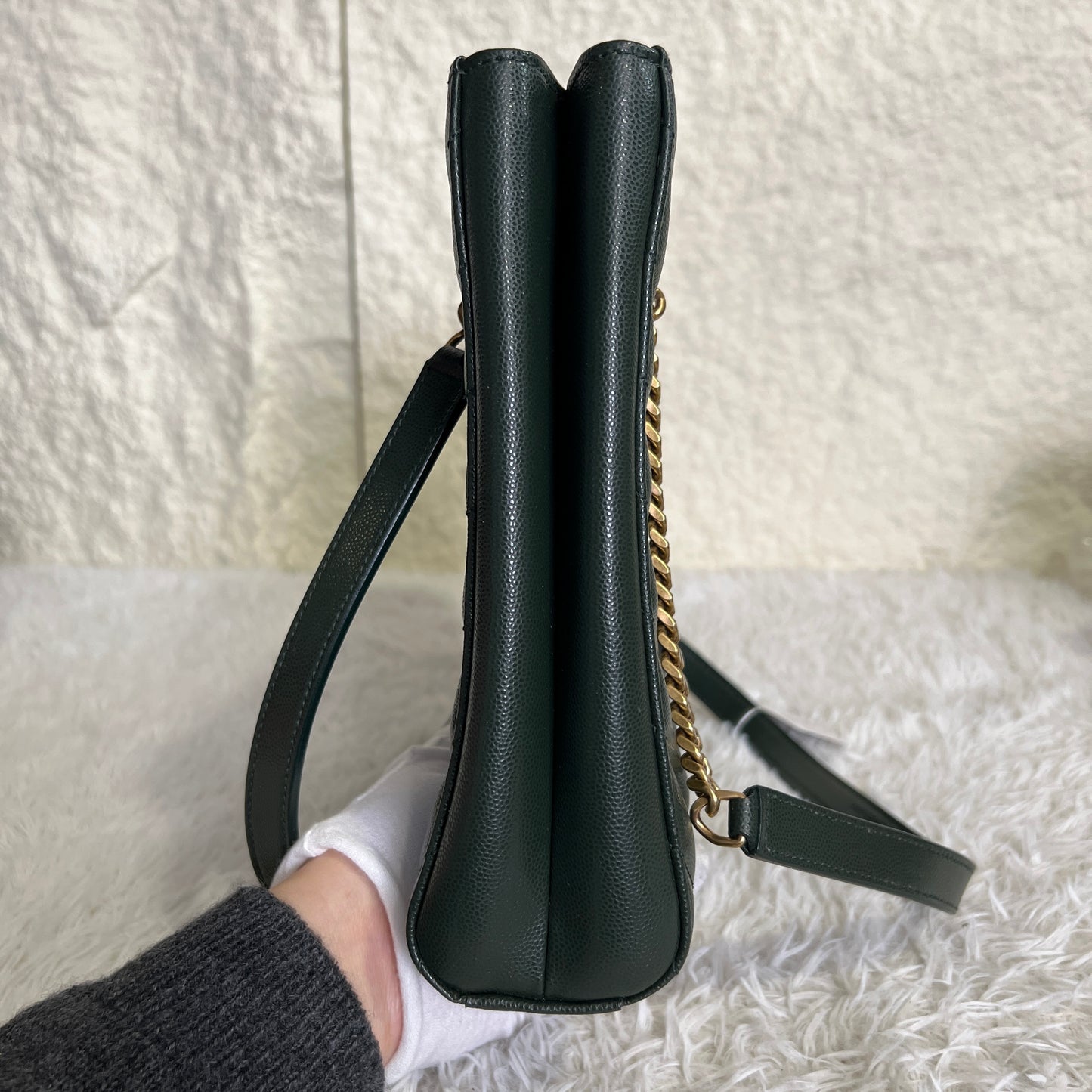 Saint Laurent Chevron 皮革链条手提包（二手） 