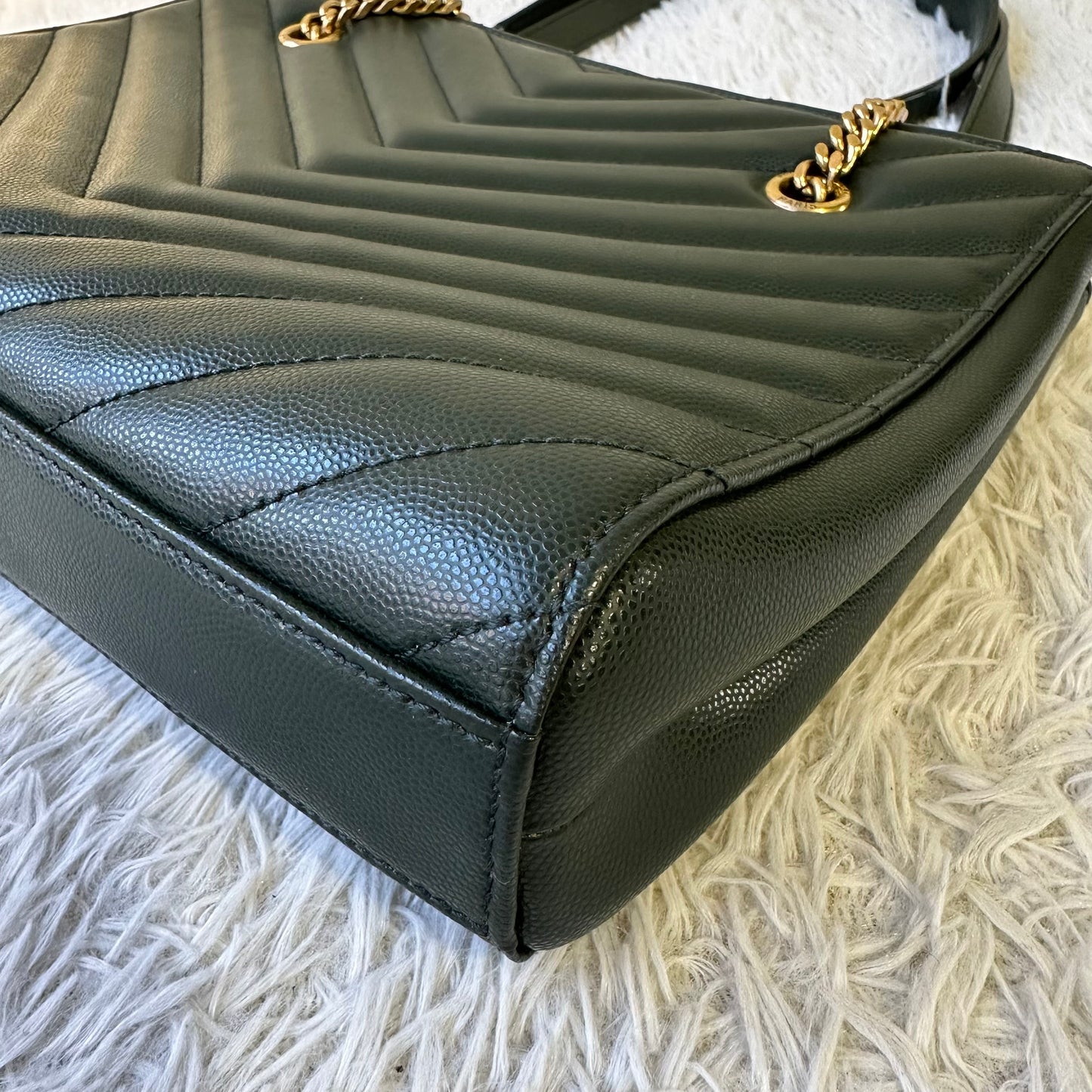 Saint Laurent Chevron 皮革链条手提包（二手） 