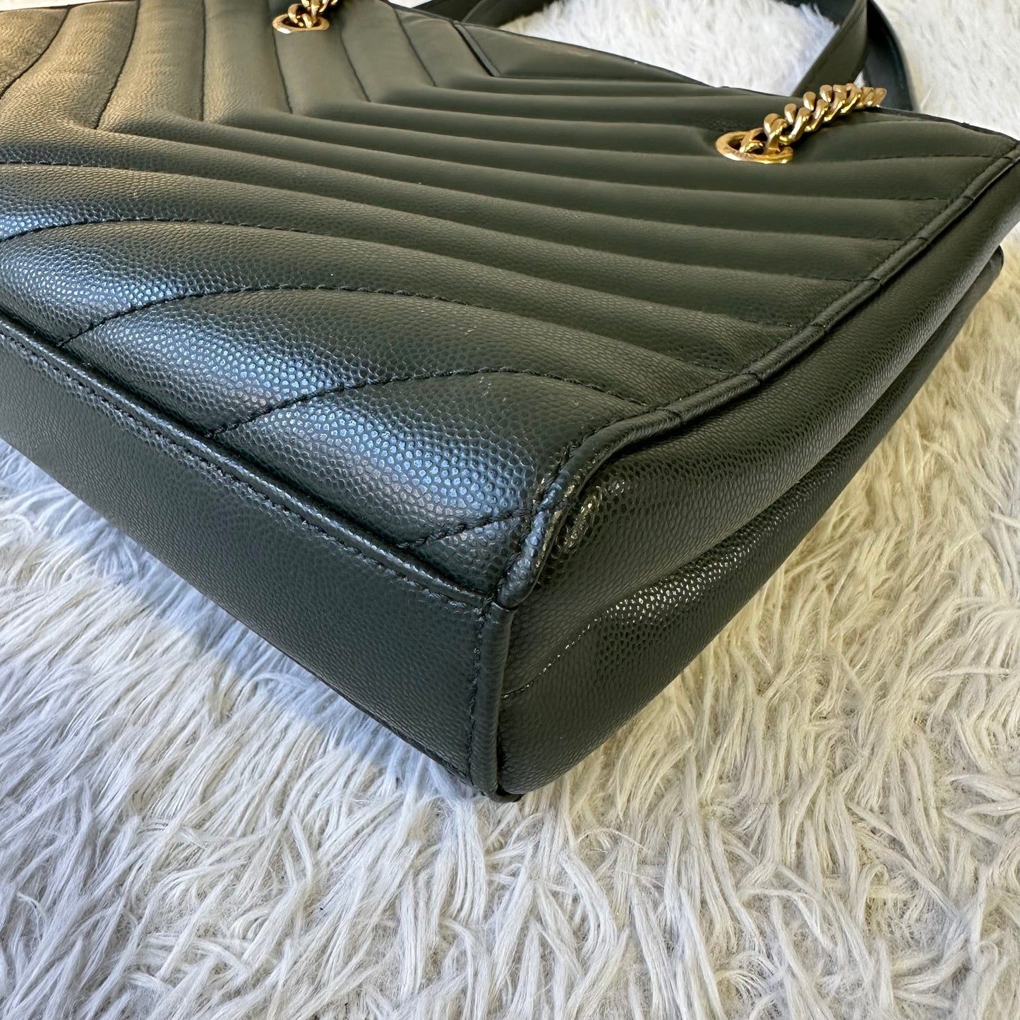 Saint Laurent Chevron 皮革链条手提包（二手） 