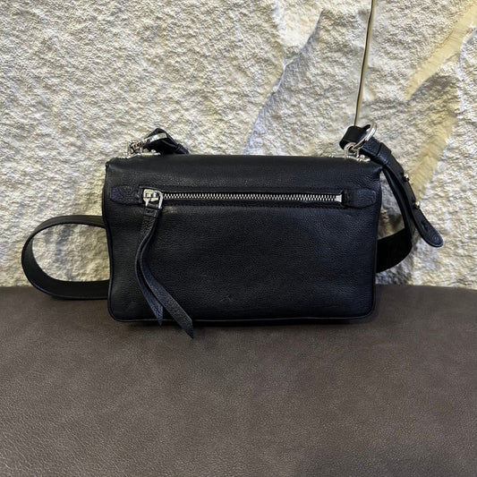 Prada Robot Appliqué Flap Shoulder Bag in Black Leather with Multicolor Patches (Pre-owned)