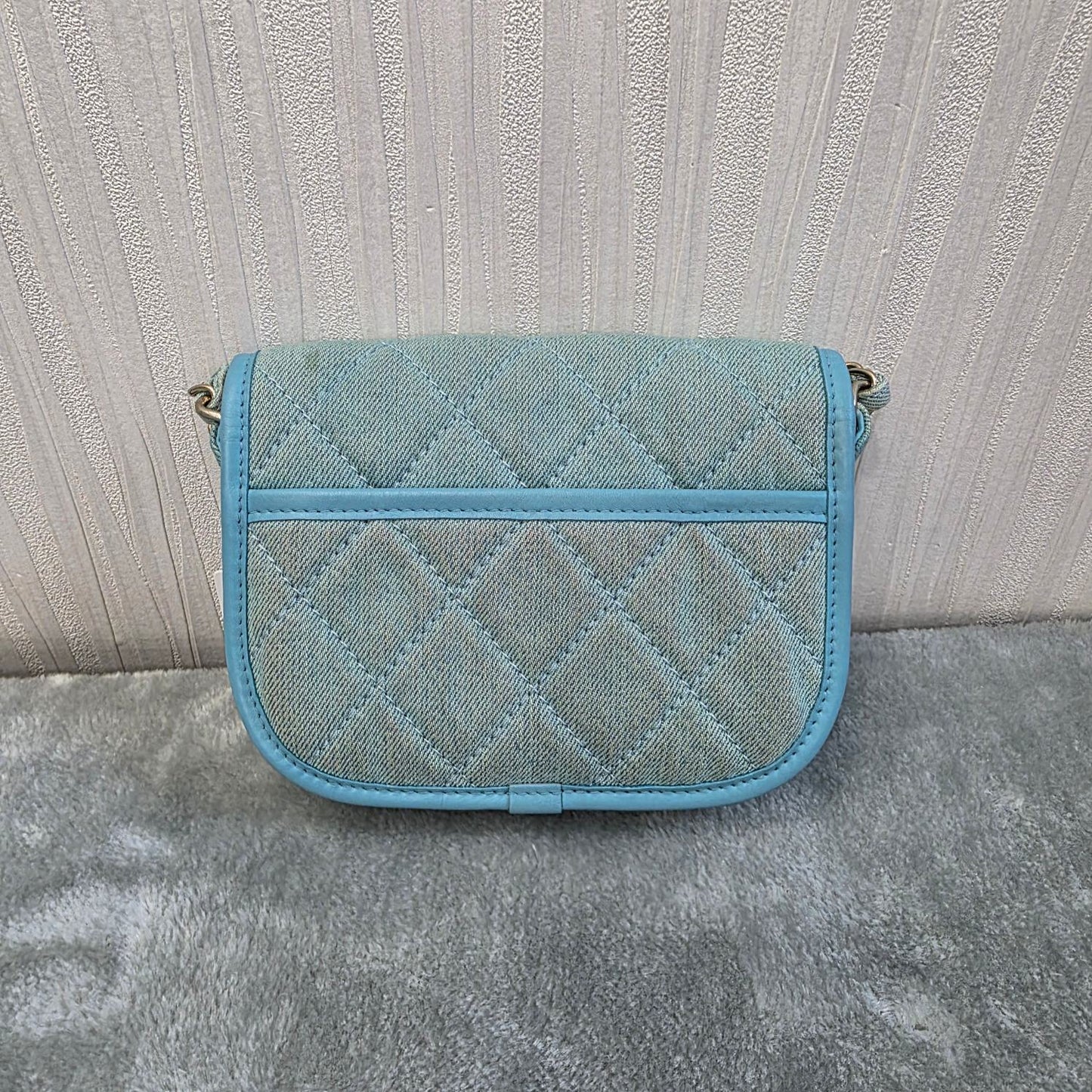 Chanel Quilted Denim Mini Flap Bag Light Blue (Pre-Owned)