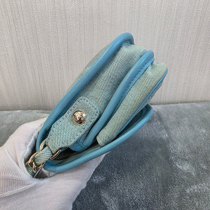 Chanel Quilted Denim Mini Flap Bag Light Blue (Pre-Owned)