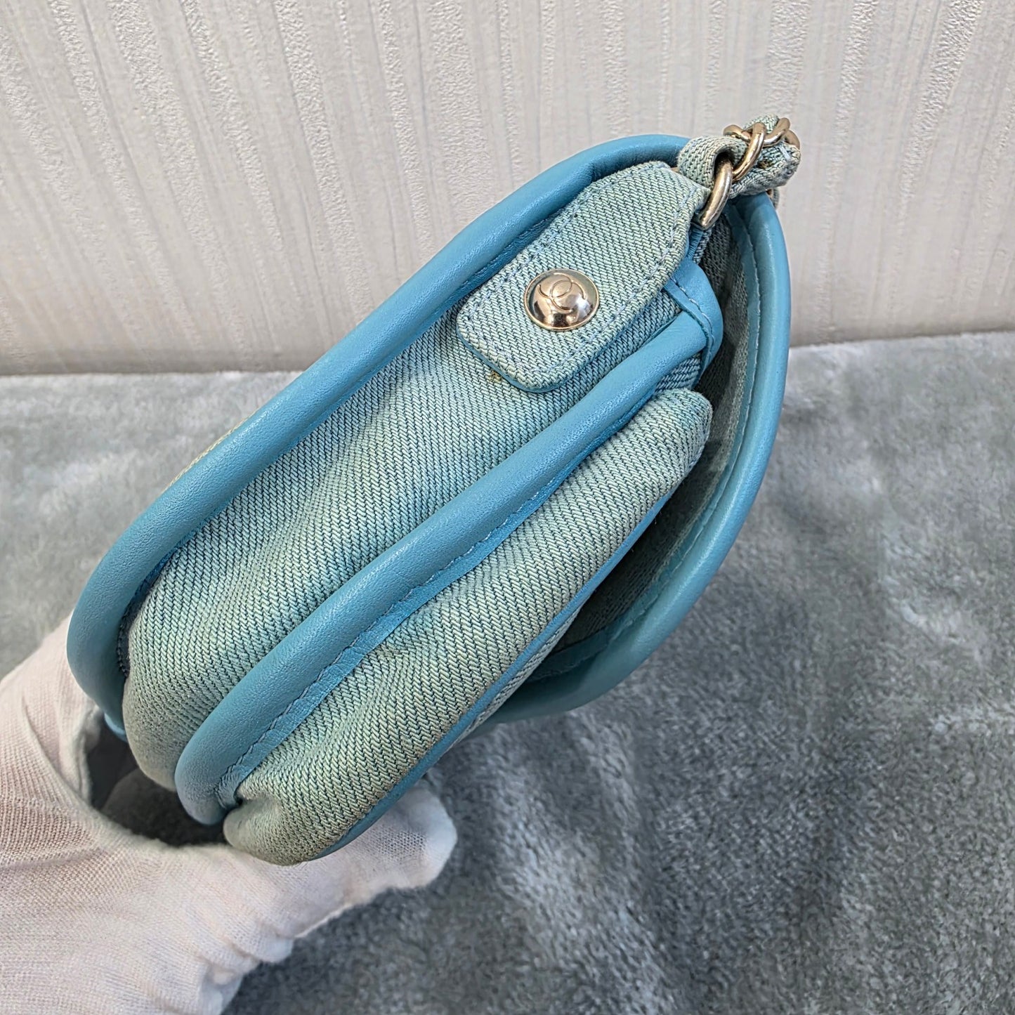 Chanel Quilted Denim Mini Flap Bag Light Blue (Pre-Owned)