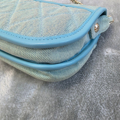 Chanel Quilted Denim Mini Flap Bag Light Blue (Pre-Owned)