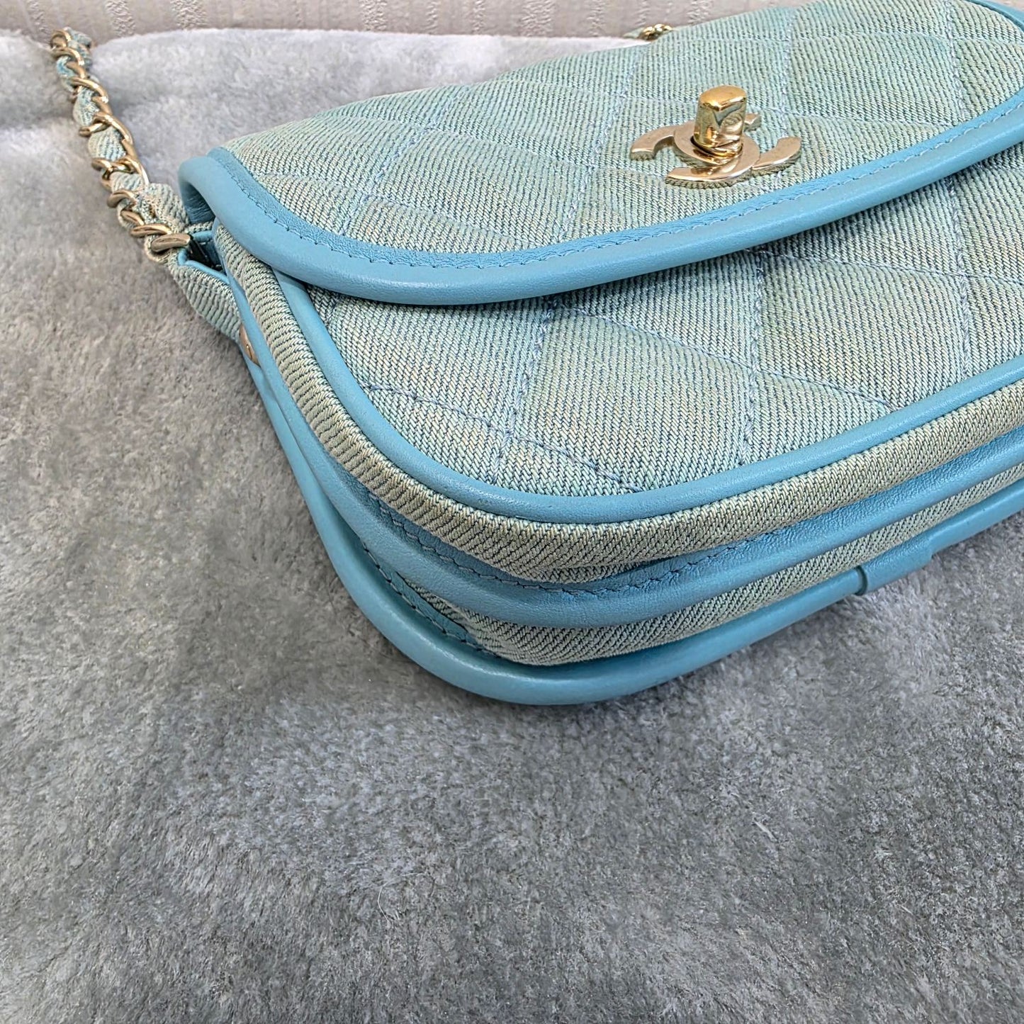 Chanel Quilted Denim Mini Flap Bag Light Blue (Pre-Owned)