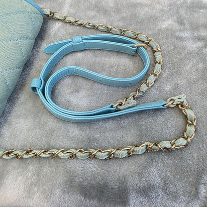 Chanel Quilted Denim Mini Flap Bag Light Blue (Pre-Owned)