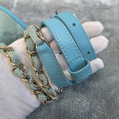Chanel Quilted Denim Mini Flap Bag Light Blue (Pre-Owned)
