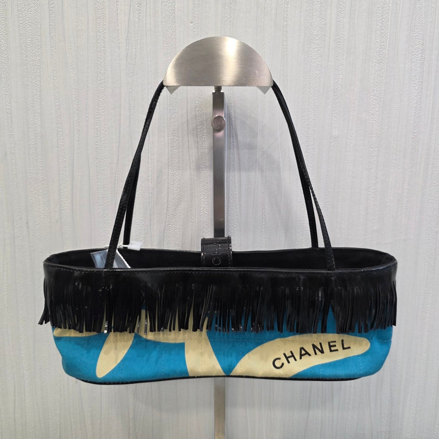 Chanel Fringe Canvas Shoulder Bag Blue (Pre-Owned)