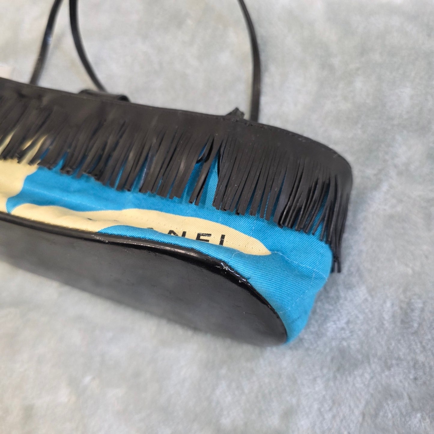 Chanel Fringe Canvas Shoulder Bag Blue (Pre-Owned)