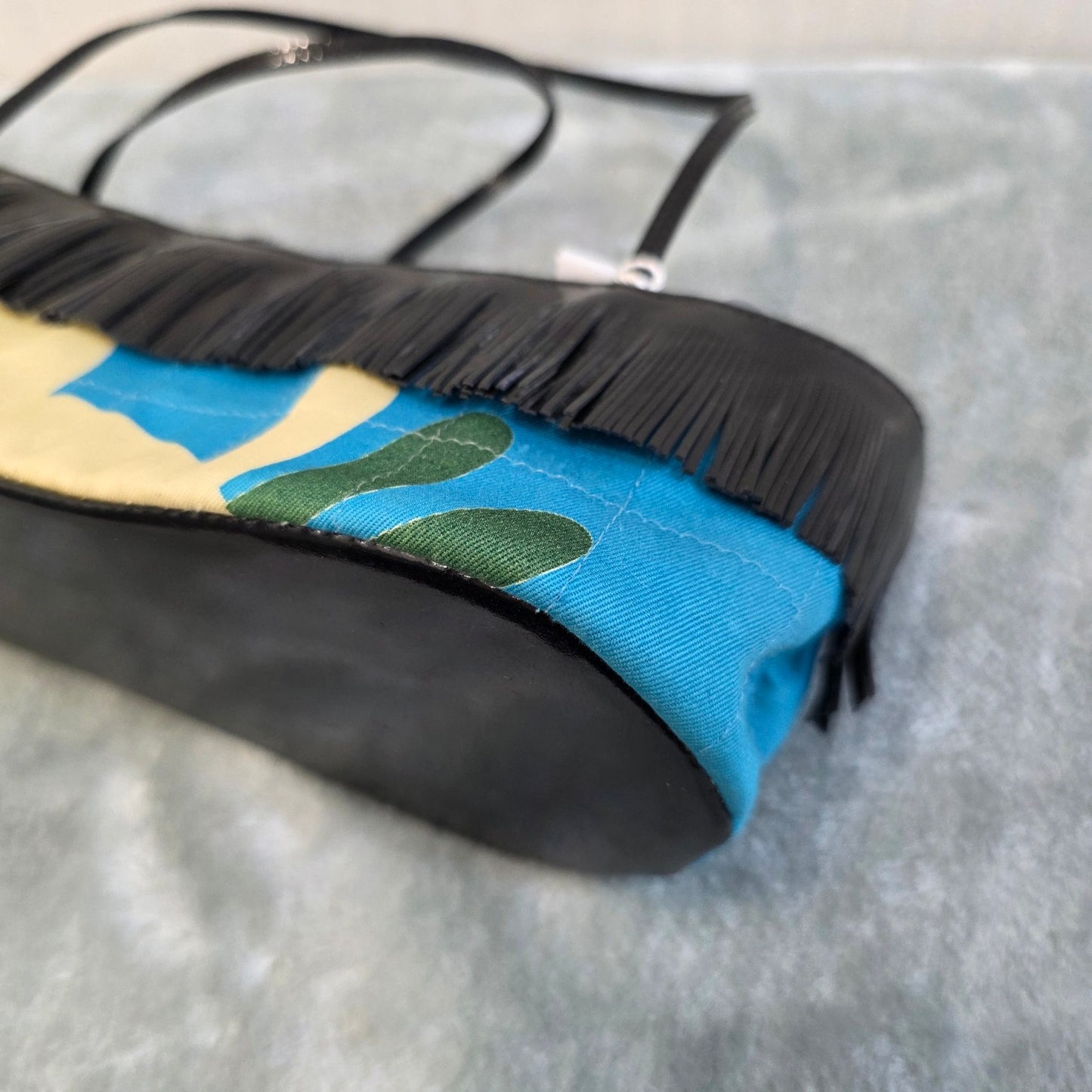 Chanel Fringe Canvas Shoulder Bag Blue (Pre-Owned)