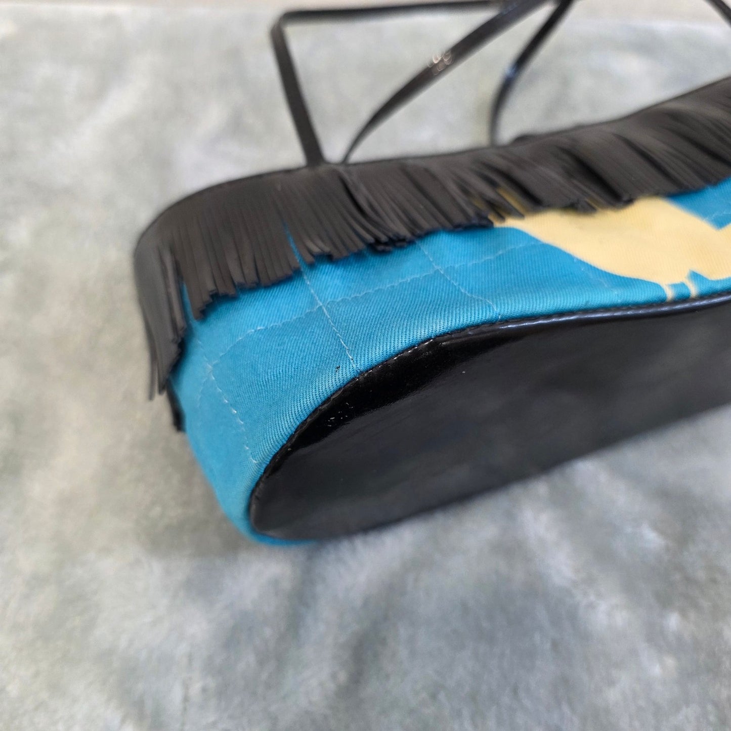 Chanel Fringe Canvas Shoulder Bag Blue (Pre-Owned)