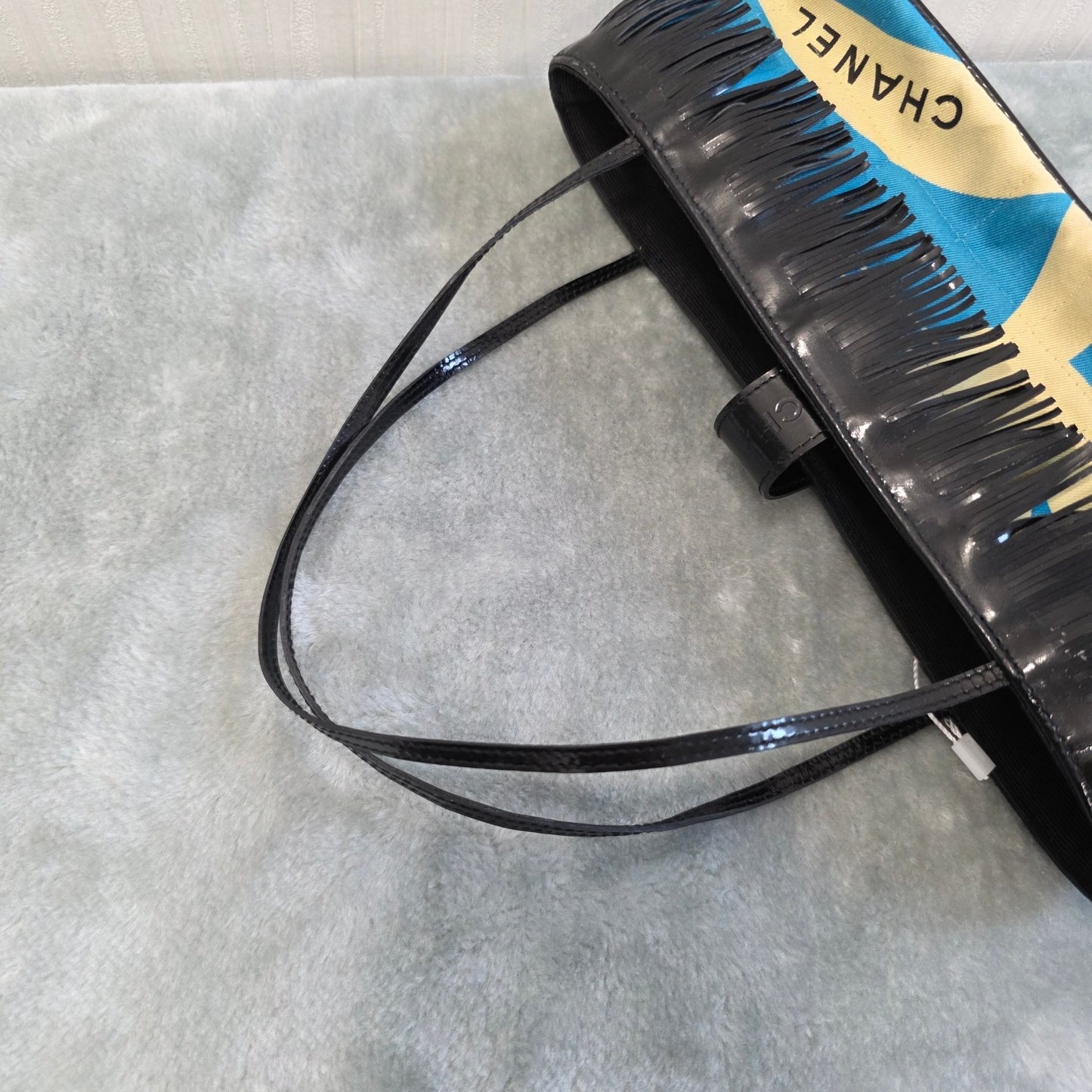 Chanel Fringe Canvas Shoulder Bag Blue (Pre-Owned)