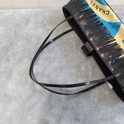 Chanel Fringe Canvas Shoulder Bag Blue (Pre-Owned)
