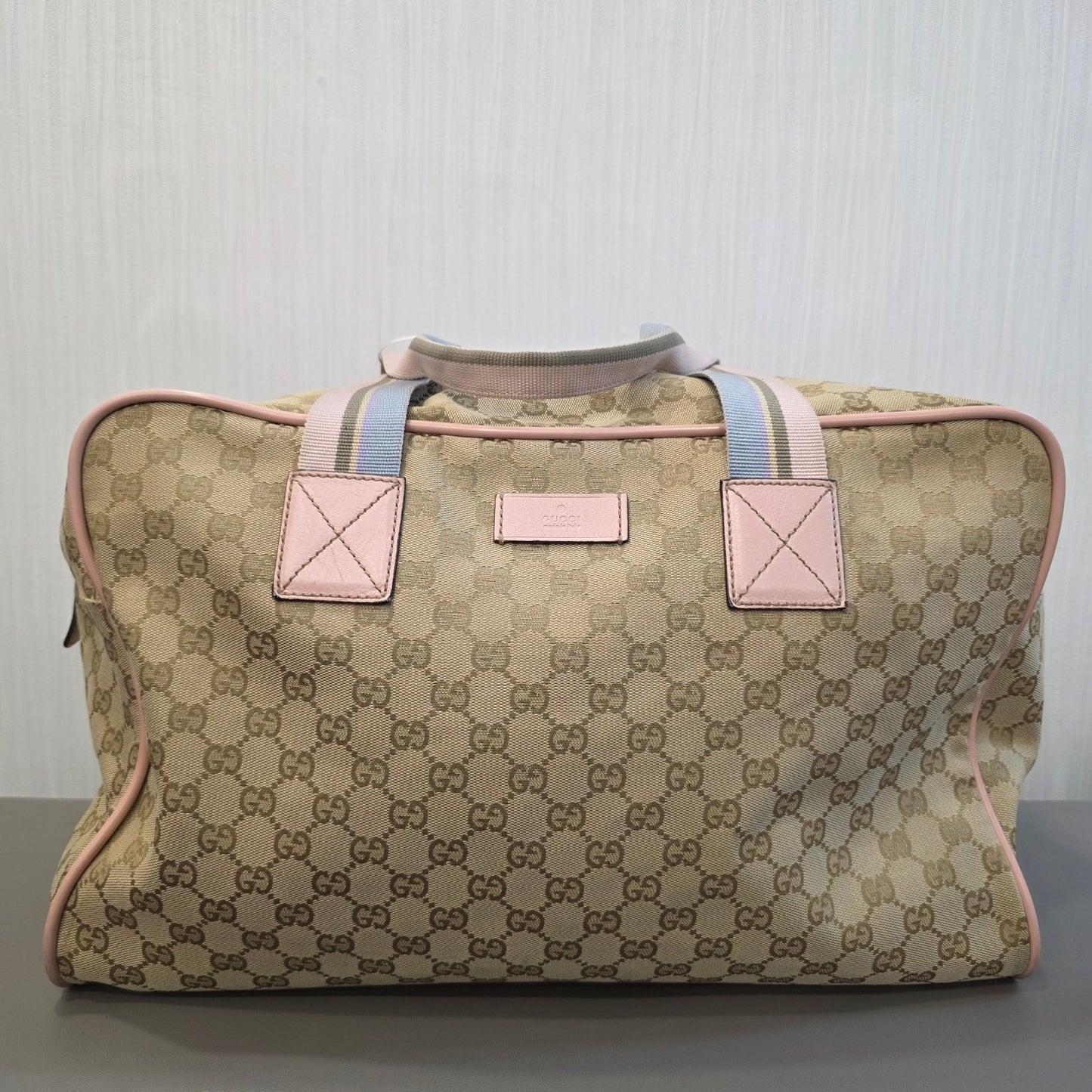 Gucci GG Canvas Boston Bag Pink Trim (Pre-Owned)