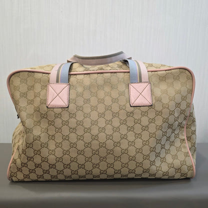 Gucci GG Canvas Boston Bag Pink Trim (Pre-Owned)