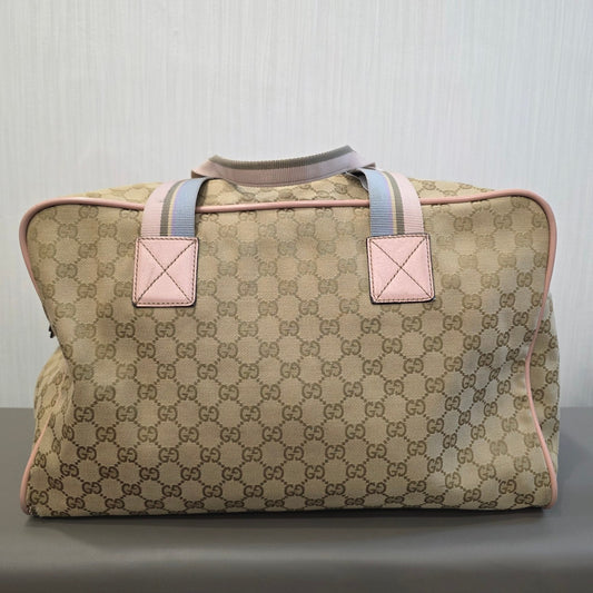 Gucci GG Canvas Boston Bag Pink Trim (Pre-Owned)