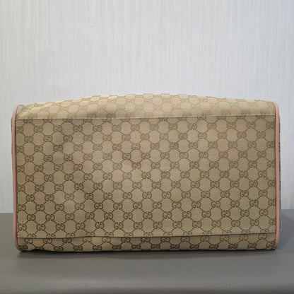 Gucci GG Canvas Boston Bag Pink Trim (Pre-Owned)
