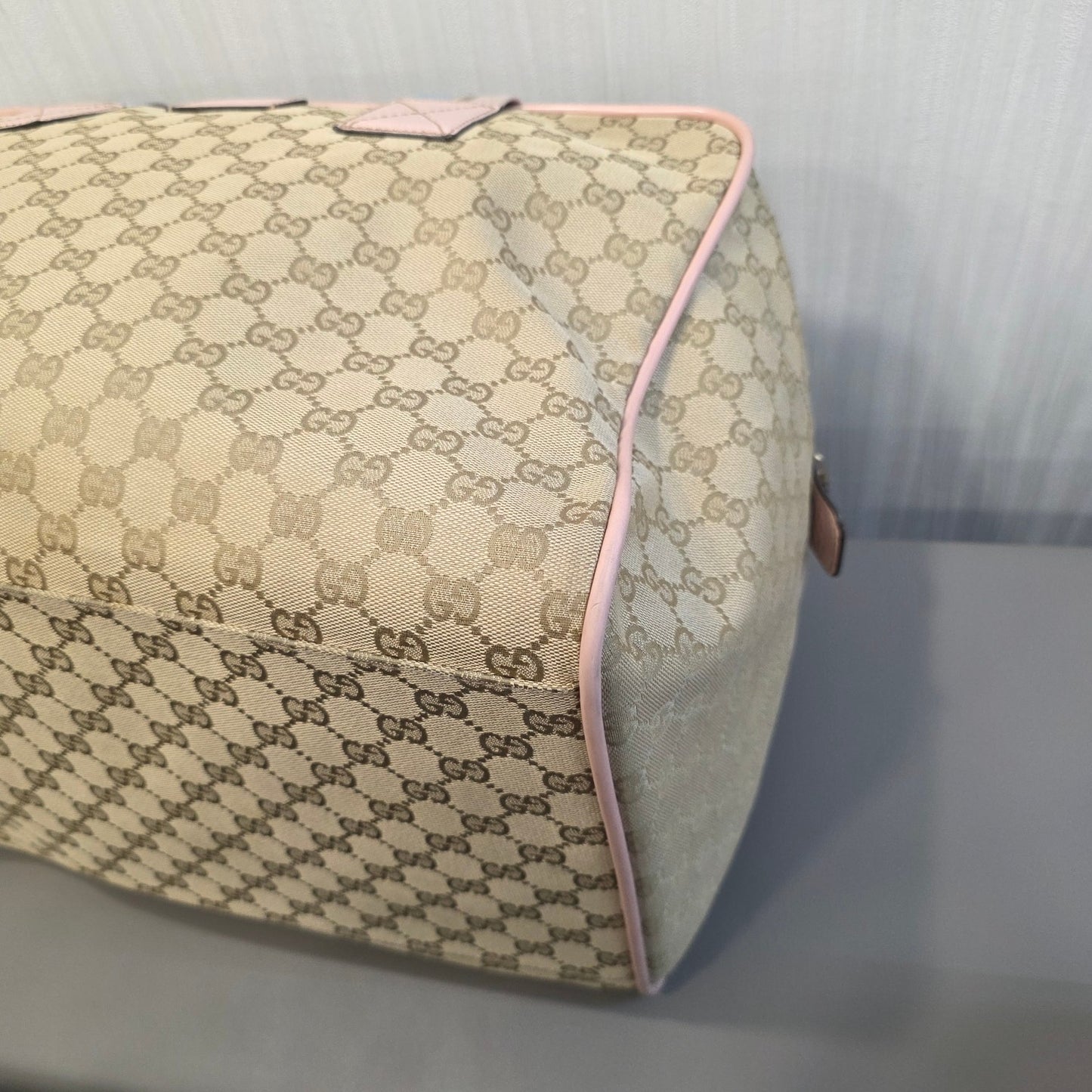 Gucci GG Canvas Boston Bag Pink Trim (Pre-Owned)