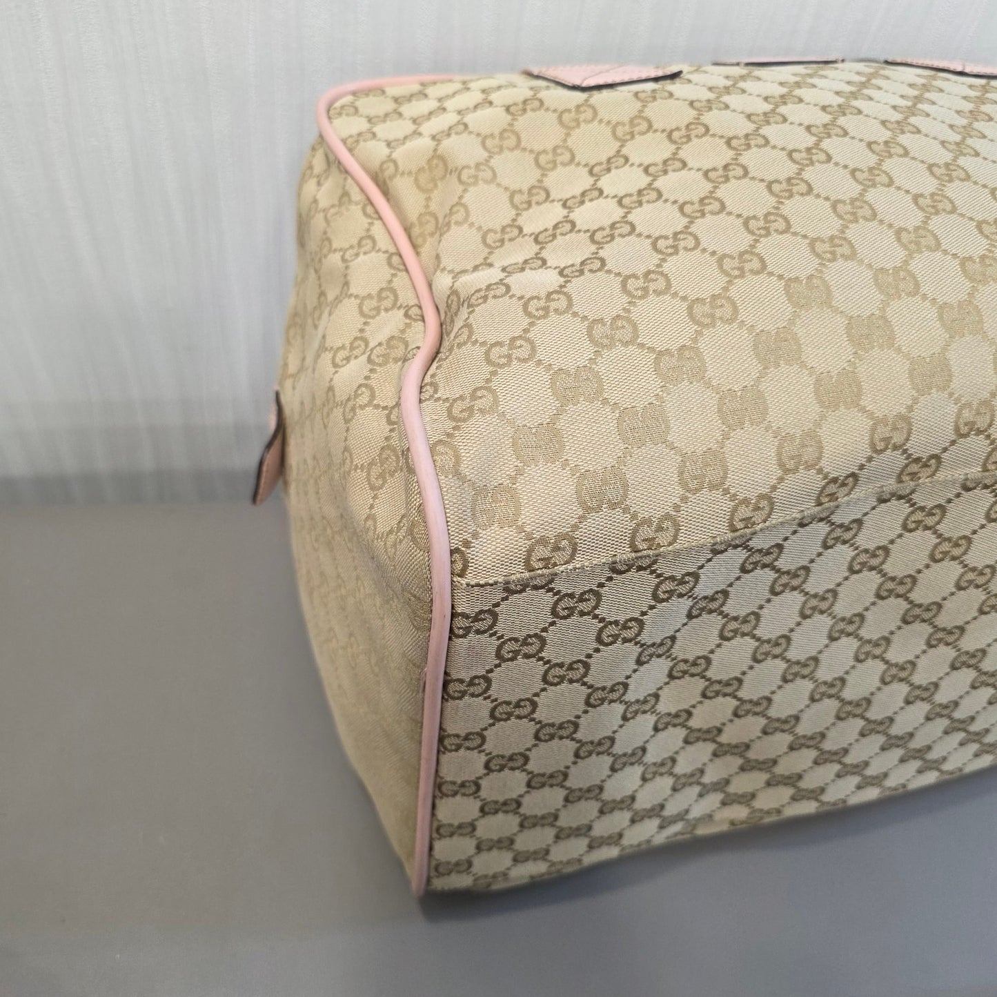 Gucci GG Canvas Boston Bag Pink Trim (Pre-Owned)
