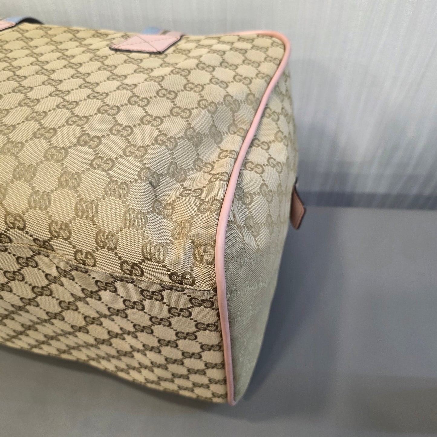 Gucci GG Canvas Boston Bag Pink Trim (Pre-Owned)