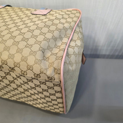 Gucci GG Canvas Boston Bag Pink Trim (Pre-Owned)