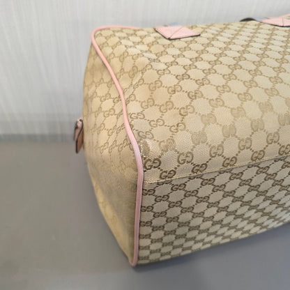 Gucci GG Canvas Boston Bag Pink Trim (Pre-Owned)