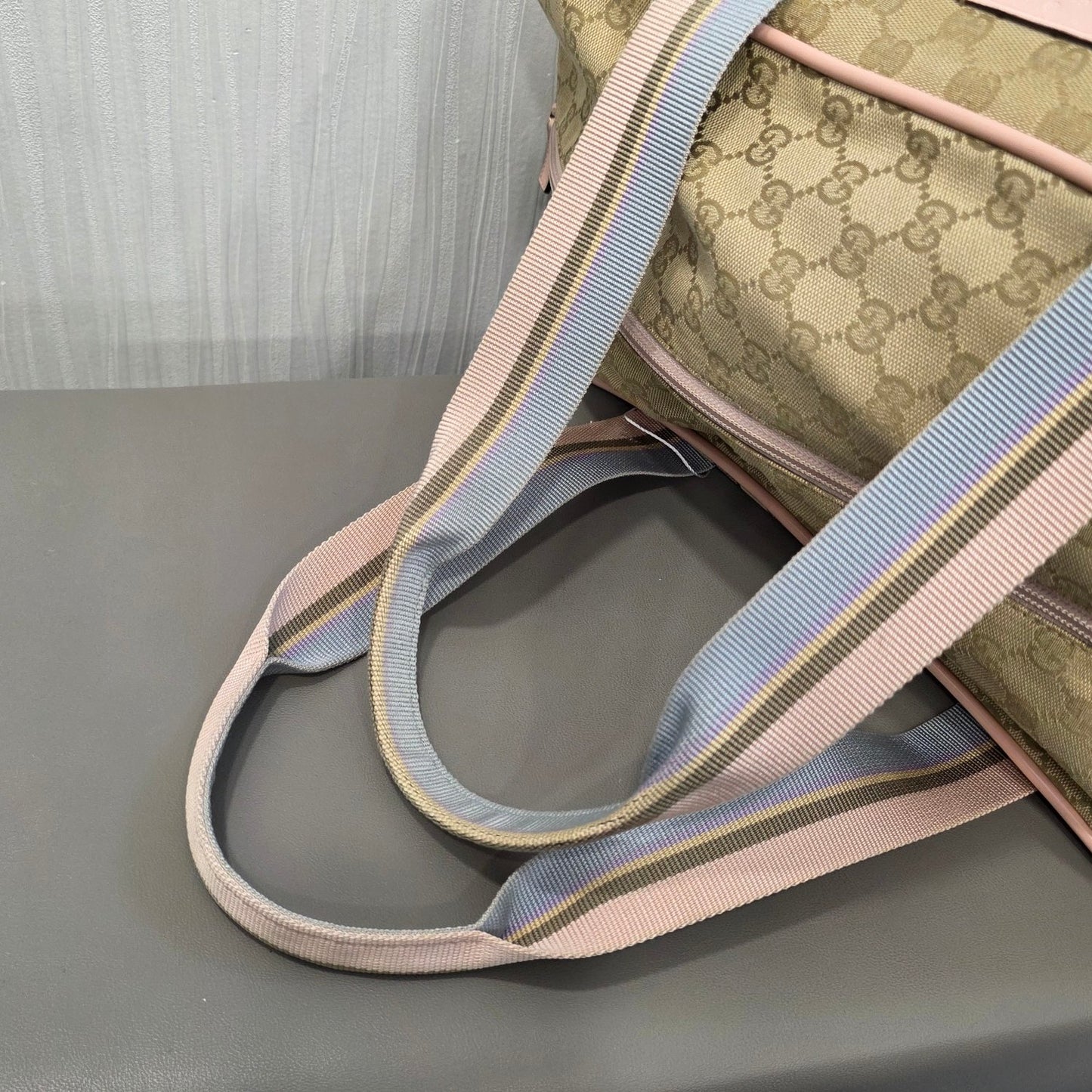 Gucci GG Canvas Boston Bag Pink Trim (Pre-Owned)