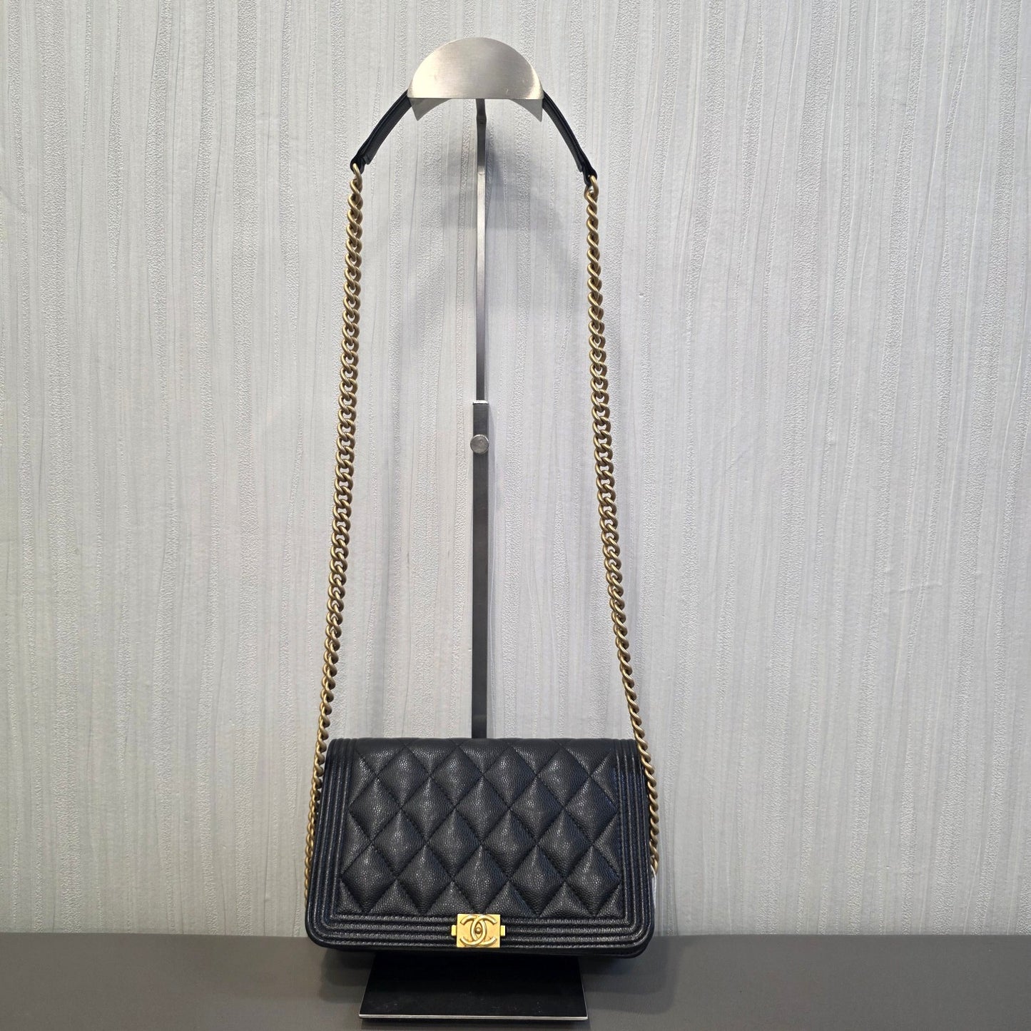 Chanel Boy Flap Quilted Caviar Leather Black (Pre-Owned)