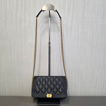 Chanel Boy Flap Quilted Caviar Leather Black (Pre-Owned)