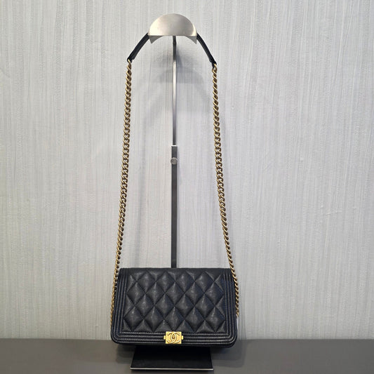Chanel Boy Flap Quilted Caviar Leather Black (Pre-Owned)