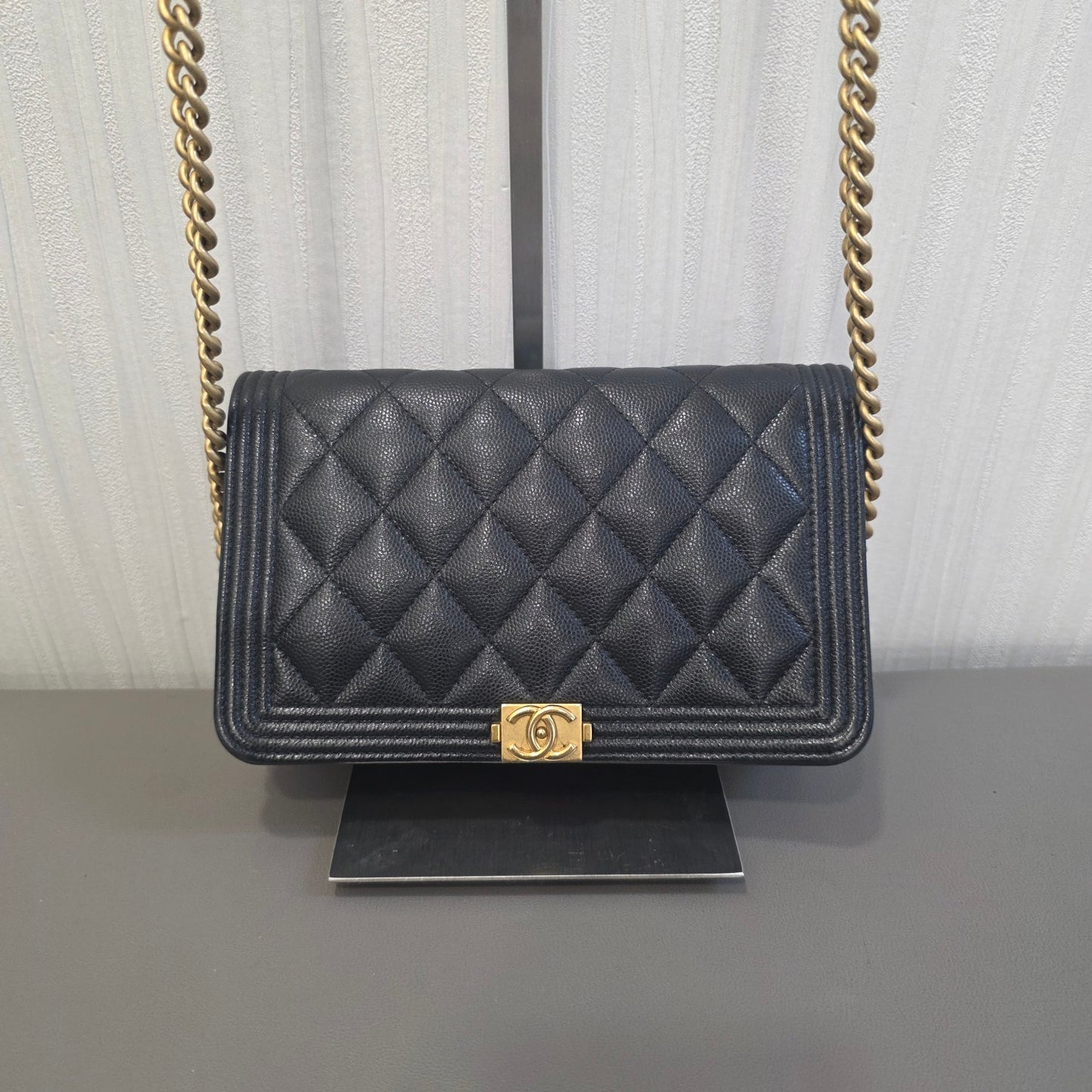 Chanel Boy Flap Quilted Caviar Leather Black (Pre-Owned)