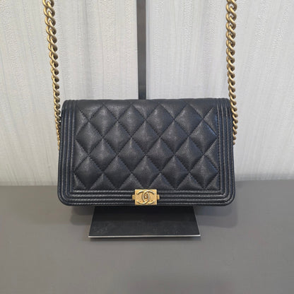 Chanel Boy Flap Quilted Caviar Leather Black (Pre-Owned)