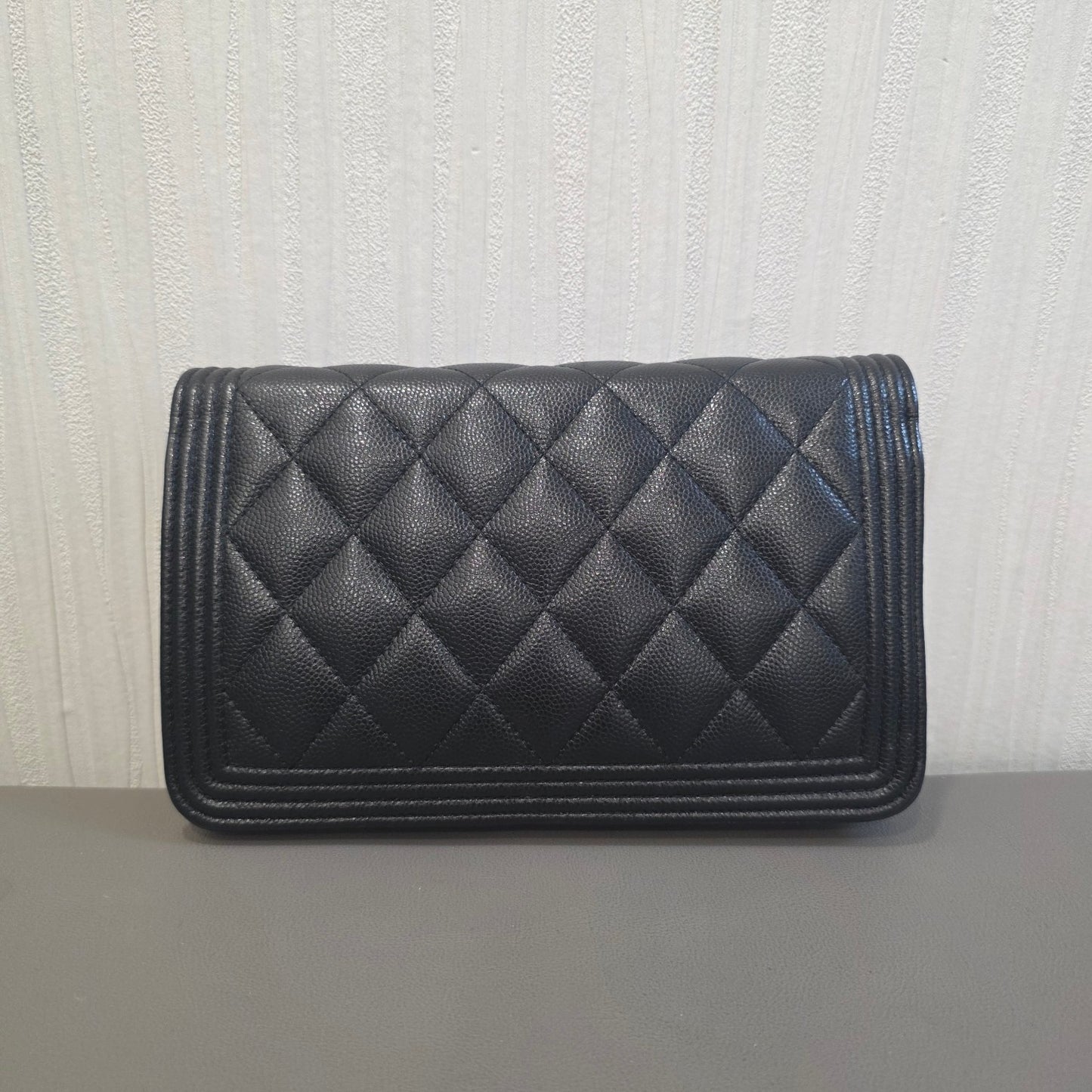 Chanel Boy Flap Quilted Caviar Leather Black (Pre-Owned)