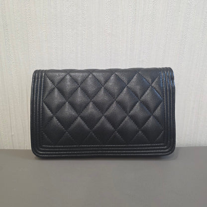 Chanel Boy Flap Quilted Caviar Leather Black (Pre-Owned)