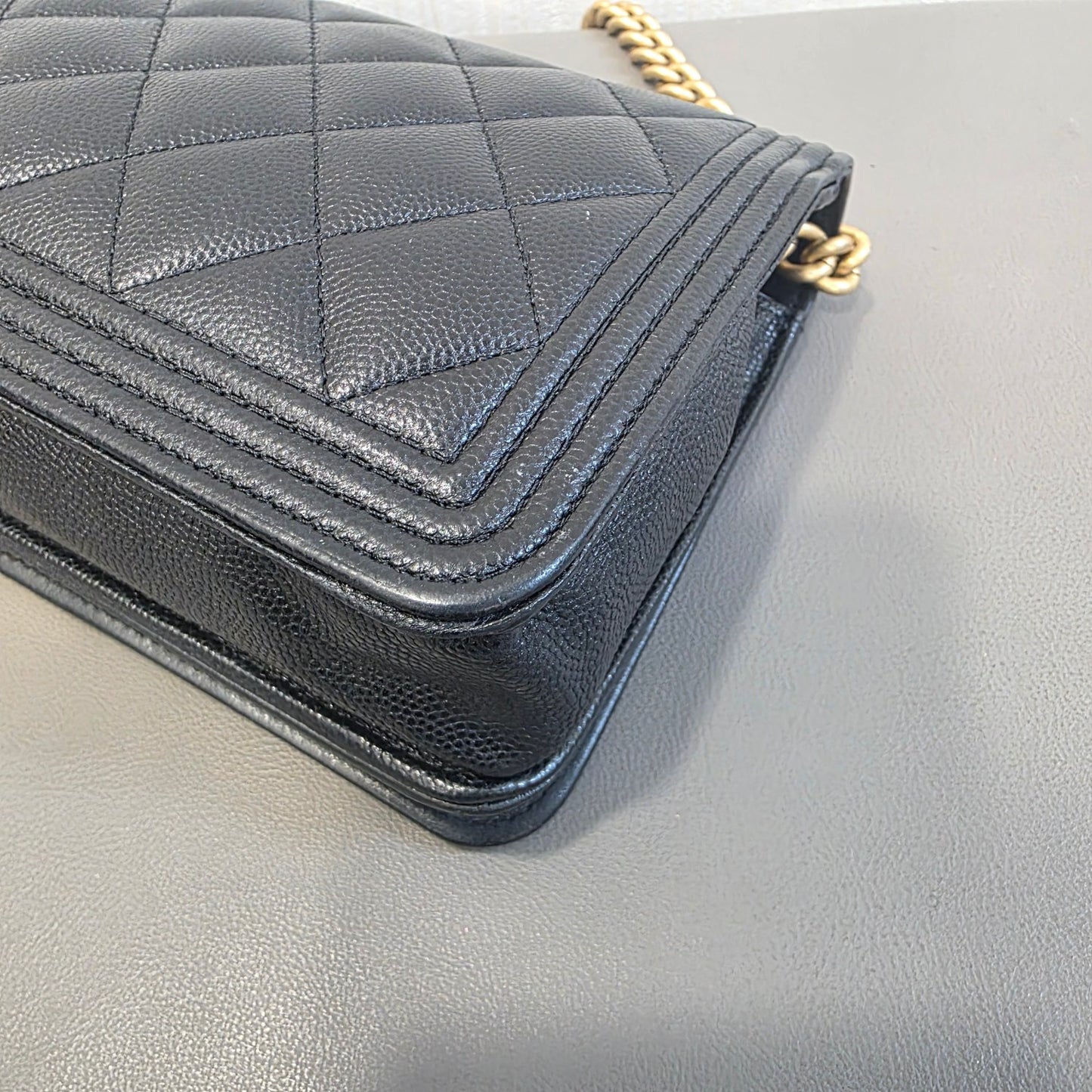 Chanel Boy Flap Quilted Caviar Leather Black (Pre-Owned)