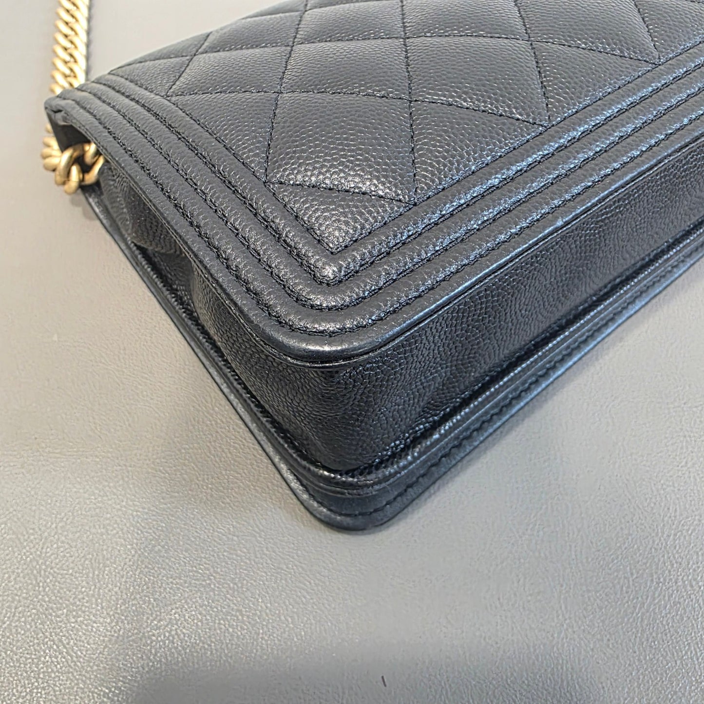 Chanel Boy Flap Quilted Caviar Leather Black (Pre-Owned)