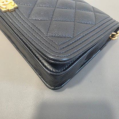 Chanel Boy Flap Quilted Caviar Leather Black (Pre-Owned)