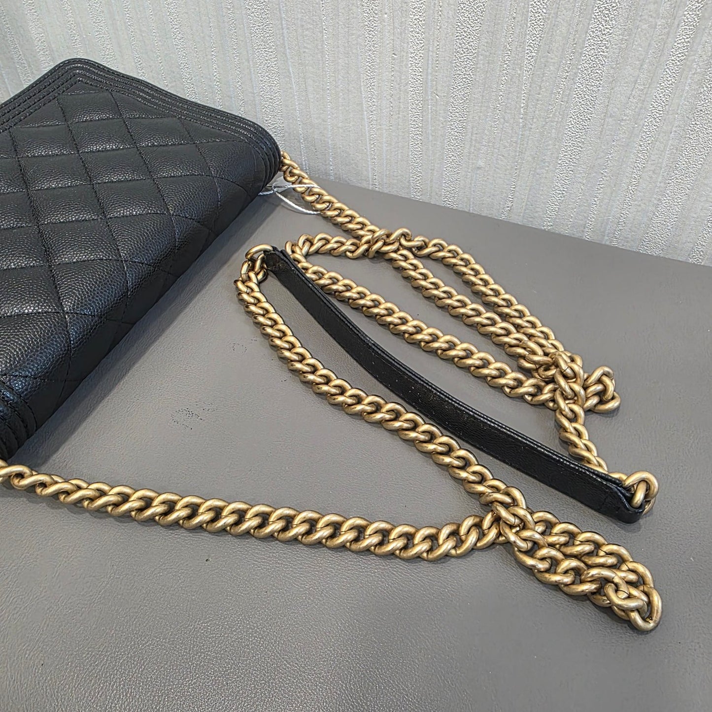 Chanel Boy Flap Quilted Caviar Leather Black (Pre-Owned)