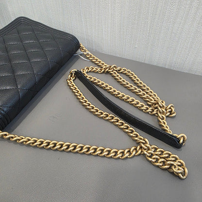 Chanel Boy Flap Quilted Caviar Leather Black (Pre-Owned)